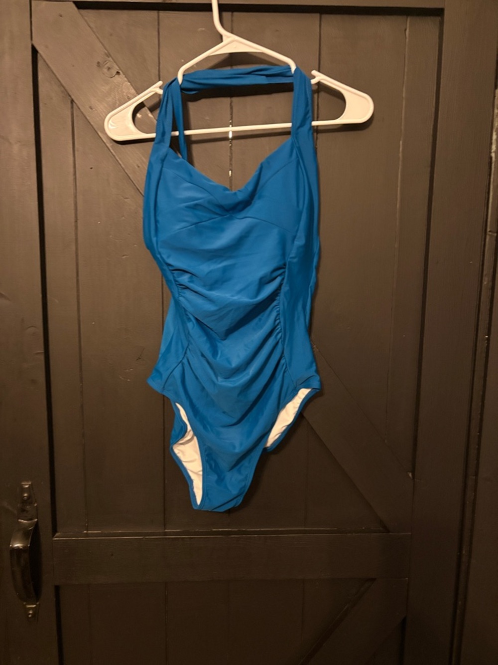 Classic One-Piece Swimsuit in Blue - Women's Halter Style